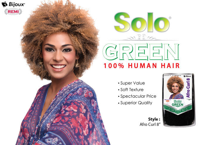 SOLO GREEN REMI 100% HUMAN HAIR AFRO CURL 8  –  WIGS & HAIR EXTENSIONS /ALÓ GORGEOUS